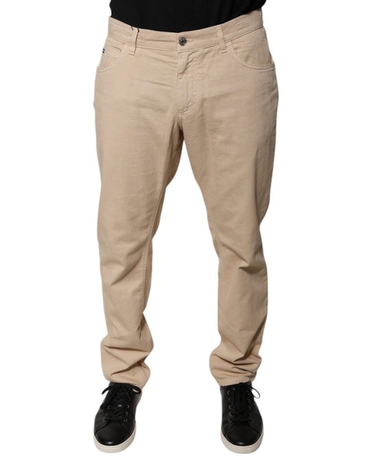 Dolce & Gabbana Beige Cotton Mid Waist Skinny Denim Jeans by Dolce & Gabbana