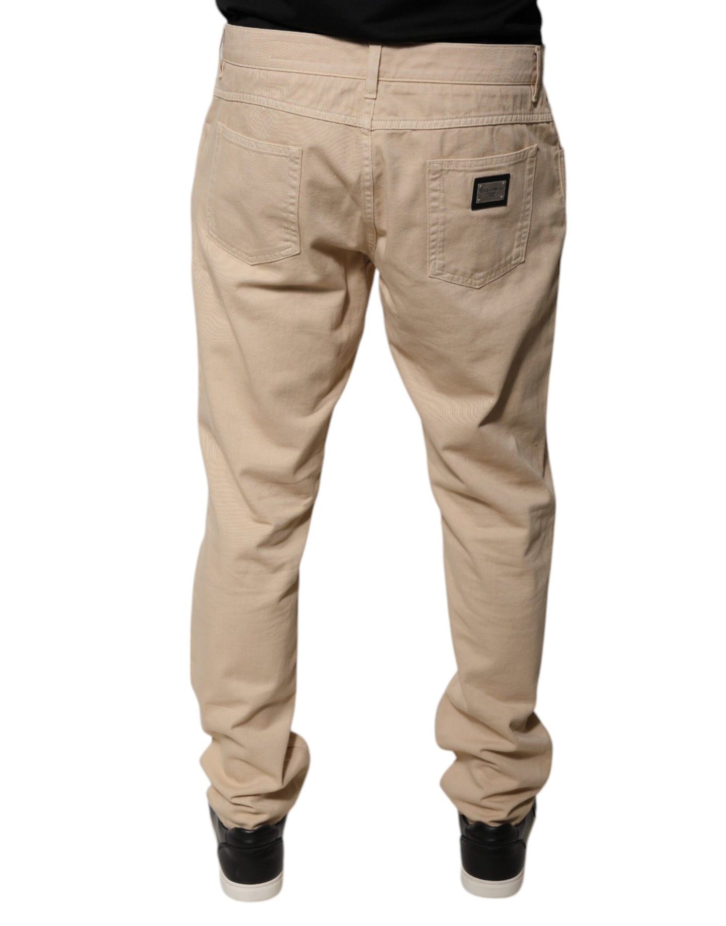 Dolce & Gabbana Beige Cotton Mid Waist Skinny Denim Jeans by Dolce & Gabbana