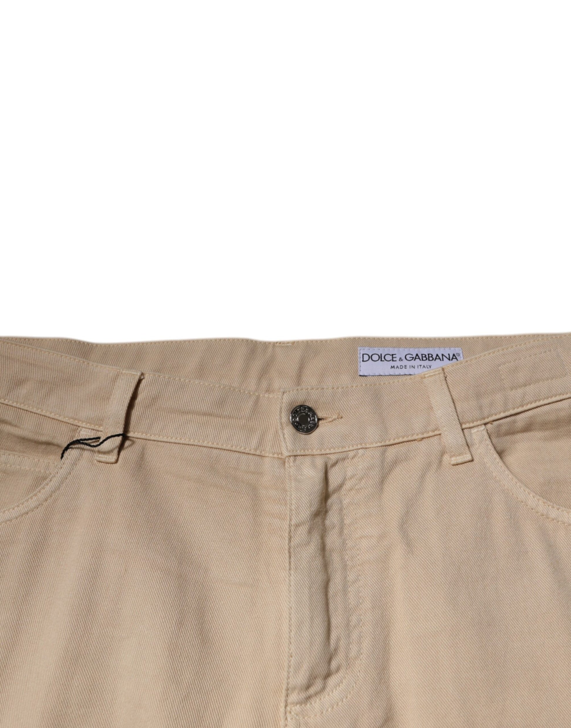 Dolce & Gabbana Beige Cotton Mid Waist Skinny Denim Jeans by Dolce & Gabbana