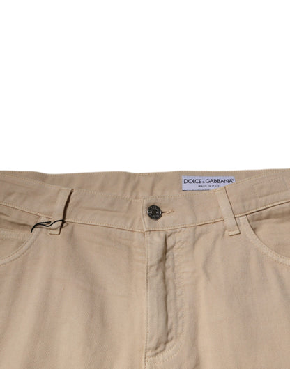 Dolce & Gabbana Beige Cotton Mid Waist Skinny Denim Jeans by Dolce & Gabbana