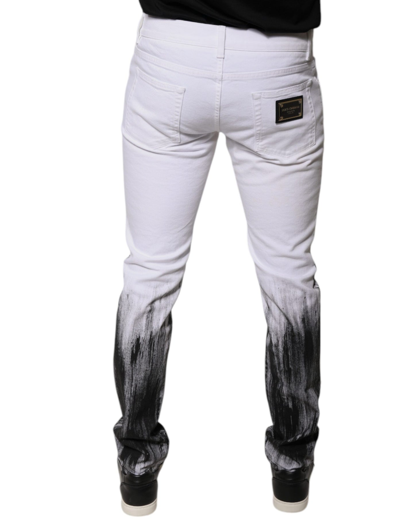Dolce & Gabbana Black White Logo Cotton Skinny Denim Jeans by Dolce & Gabbana