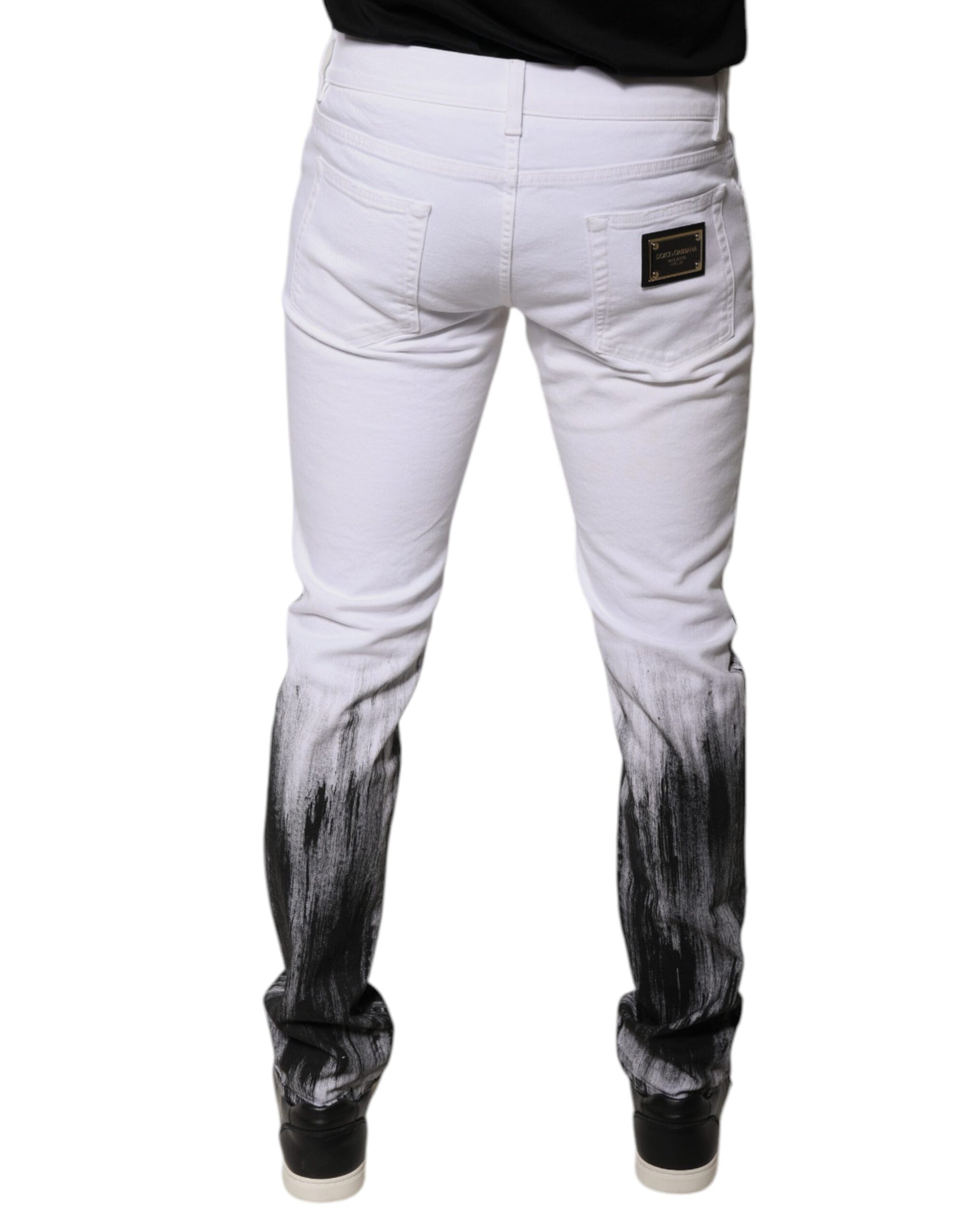 Dolce & Gabbana Black White Logo Cotton Skinny Denim Jeans by Dolce & Gabbana