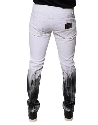 Dolce & Gabbana Black White Logo Cotton Skinny Denim Jeans by Dolce & Gabbana