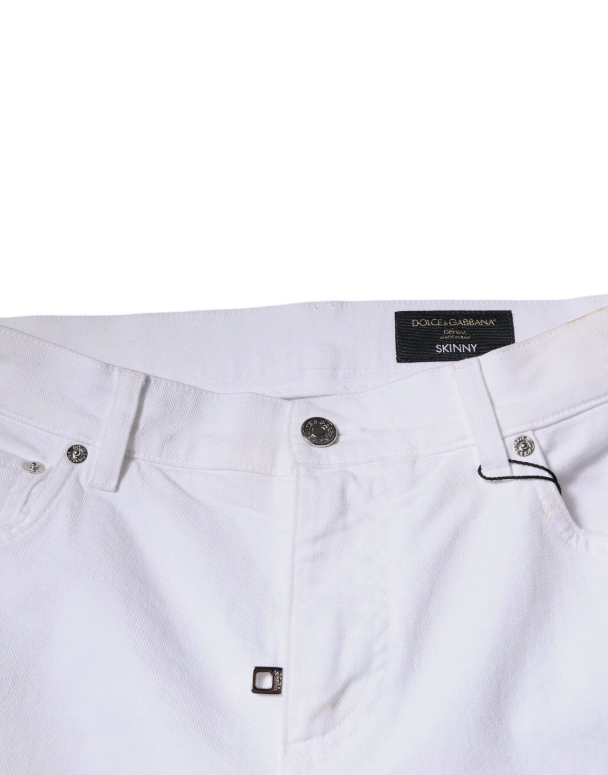 Dolce & Gabbana Black White Logo Cotton Skinny Denim Jeans by Dolce & Gabbana