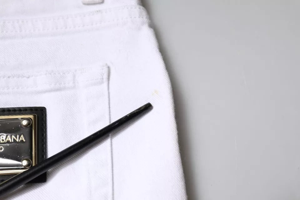Dolce & Gabbana Black White Logo Cotton Skinny Denim Jeans by Dolce & Gabbana