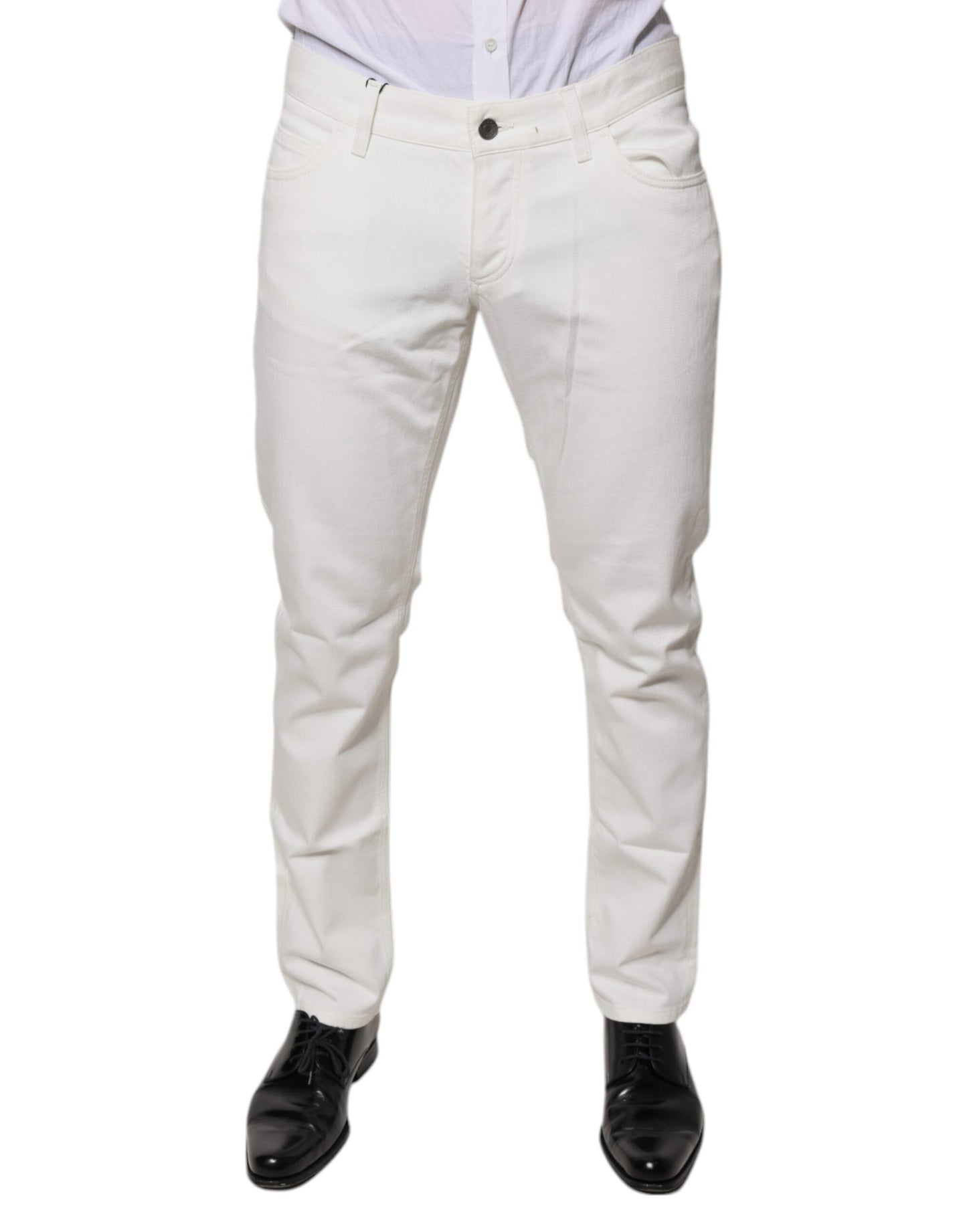 Dolce & Gabbana White Cotton Skinny Denim Jeans by Dolce & Gabbana