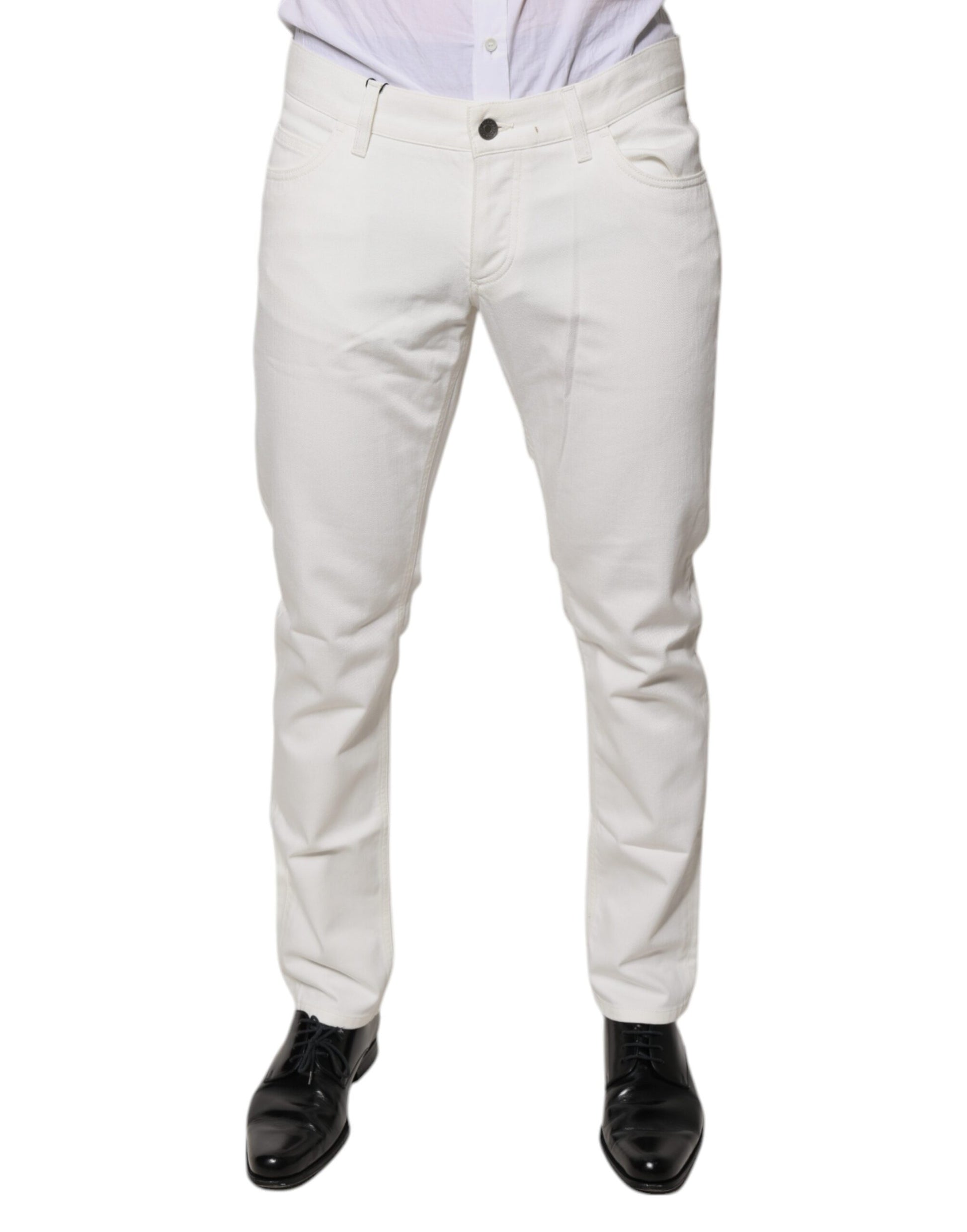 Dolce & Gabbana White Cotton Skinny Denim Jeans by Dolce & Gabbana