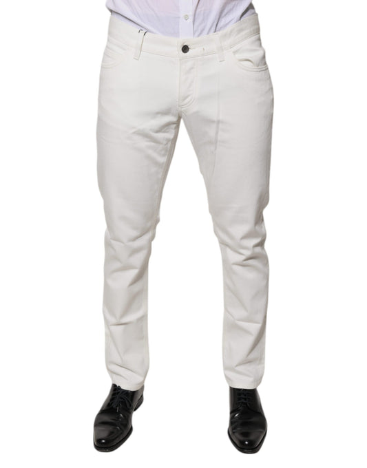 Dolce & Gabbana White Cotton Skinny Denim Jeans by Dolce & Gabbana