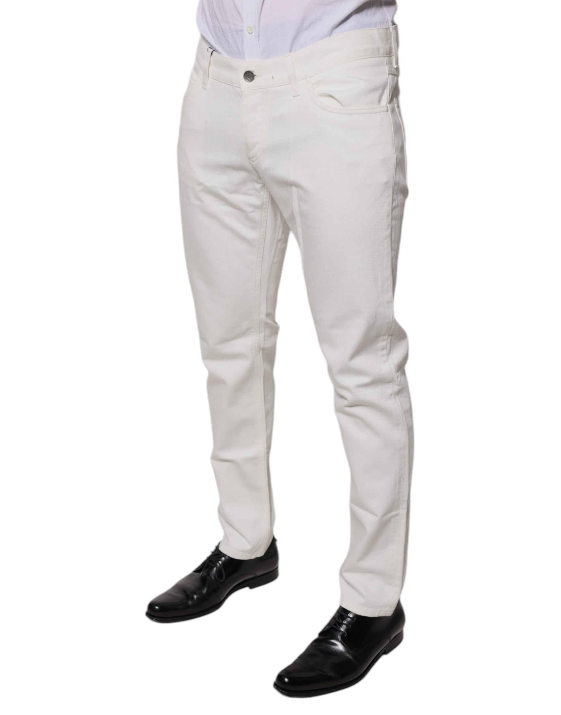 Dolce & Gabbana White Cotton Skinny Denim Jeans by Dolce & Gabbana