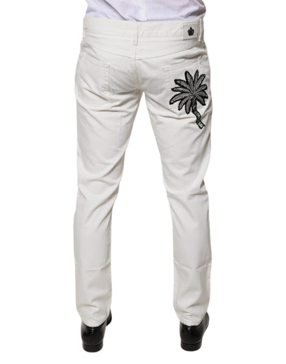 Dolce & Gabbana White Cotton Skinny Denim Jeans by Dolce & Gabbana