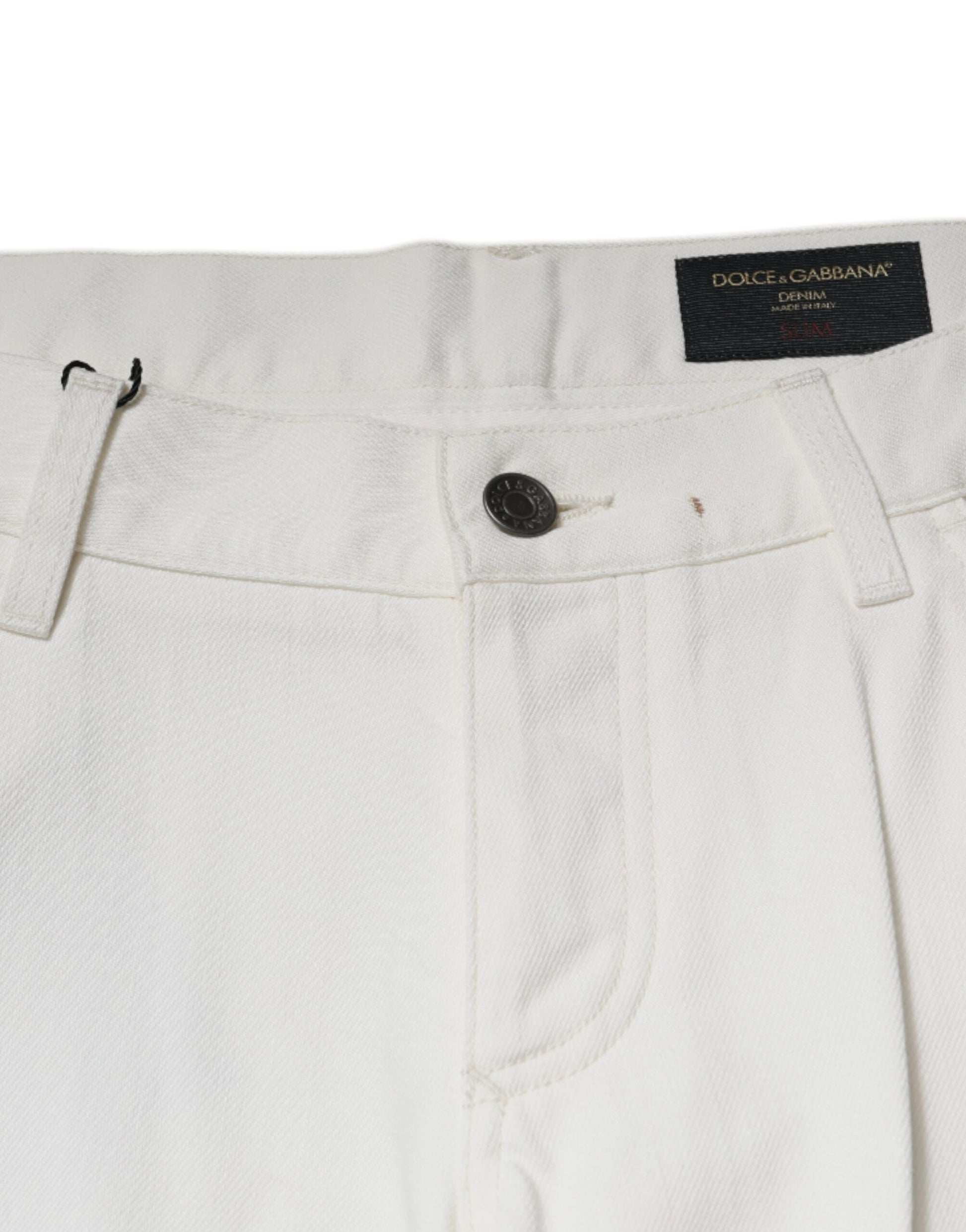 Dolce & Gabbana White Cotton Skinny Denim Jeans by Dolce & Gabbana