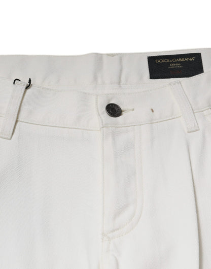 Dolce & Gabbana White Cotton Skinny Denim Jeans by Dolce & Gabbana
