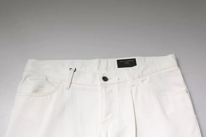 Dolce & Gabbana White Cotton Skinny Denim Jeans by Dolce & Gabbana