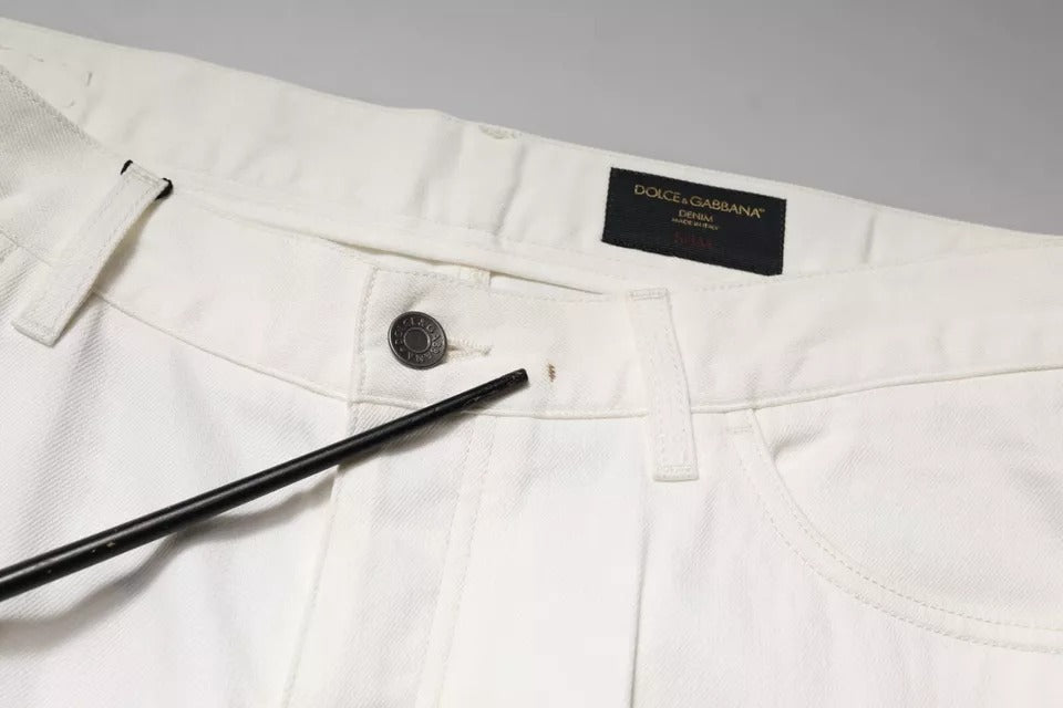 Dolce & Gabbana White Cotton Skinny Denim Jeans by Dolce & Gabbana
