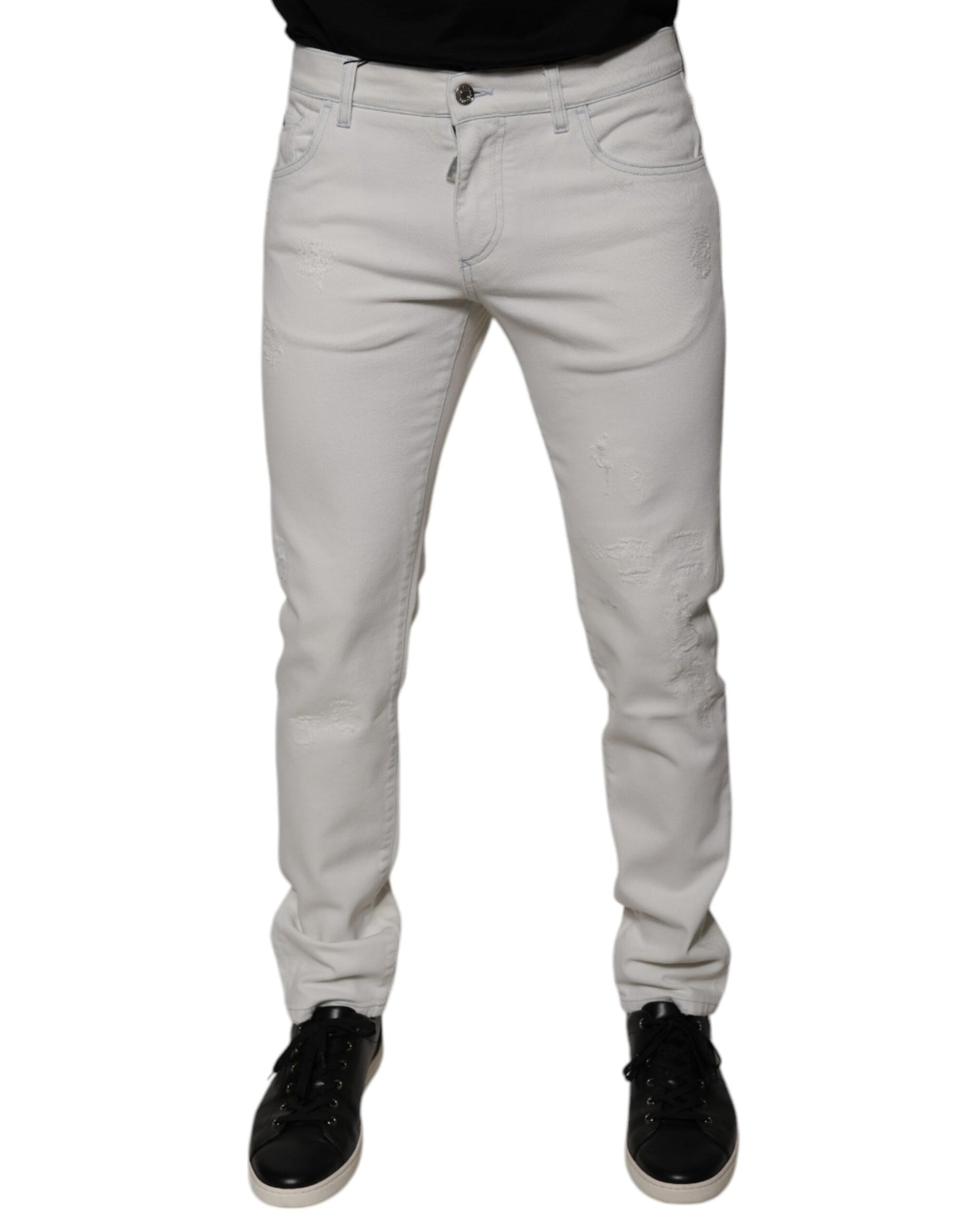 Dolce & Gabbana White Cotton Skinny Denim Jeans by Dolce & Gabbana