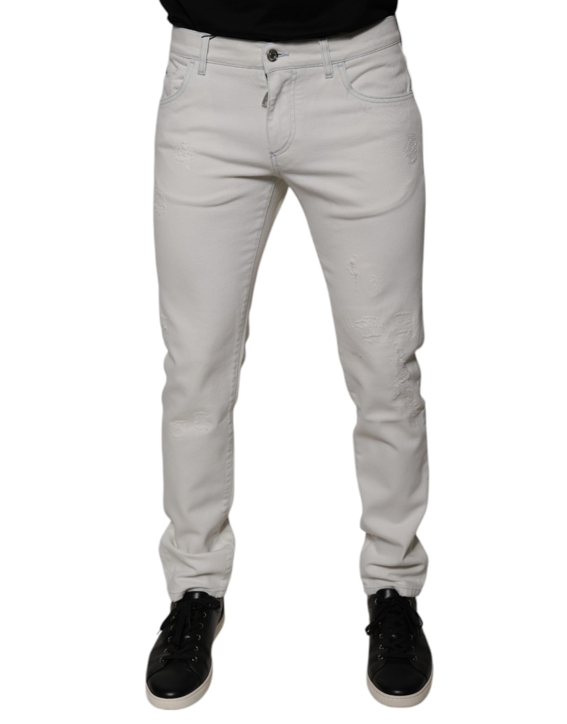 Dolce & Gabbana White Cotton Skinny Denim Jeans by Dolce & Gabbana
