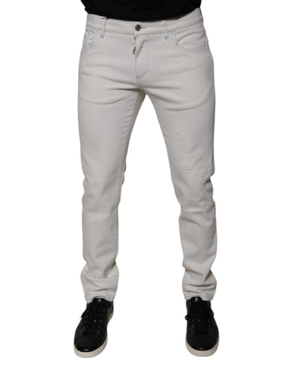 Dolce & Gabbana White Cotton Skinny Denim Jeans by Dolce & Gabbana