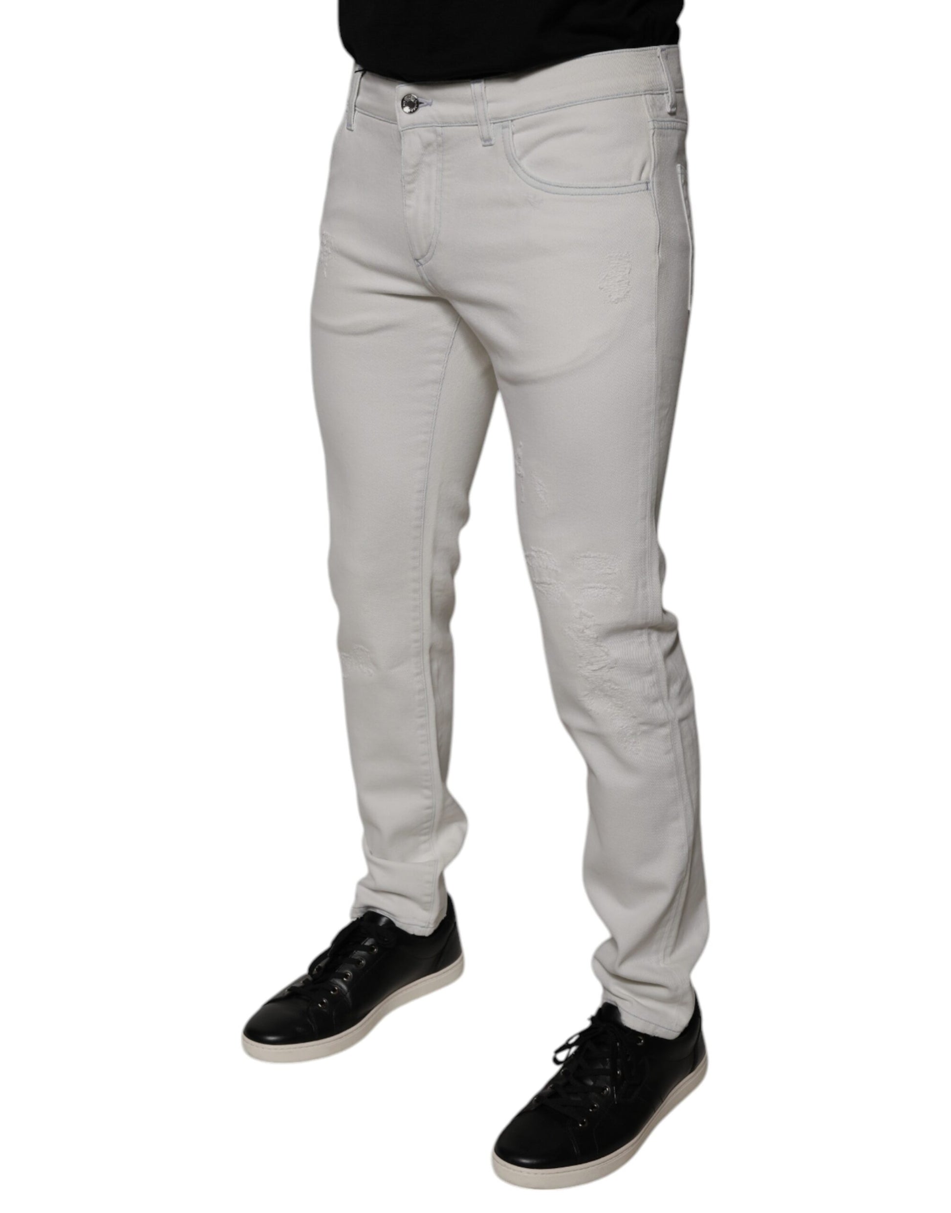 Dolce & Gabbana White Cotton Skinny Denim Jeans by Dolce & Gabbana