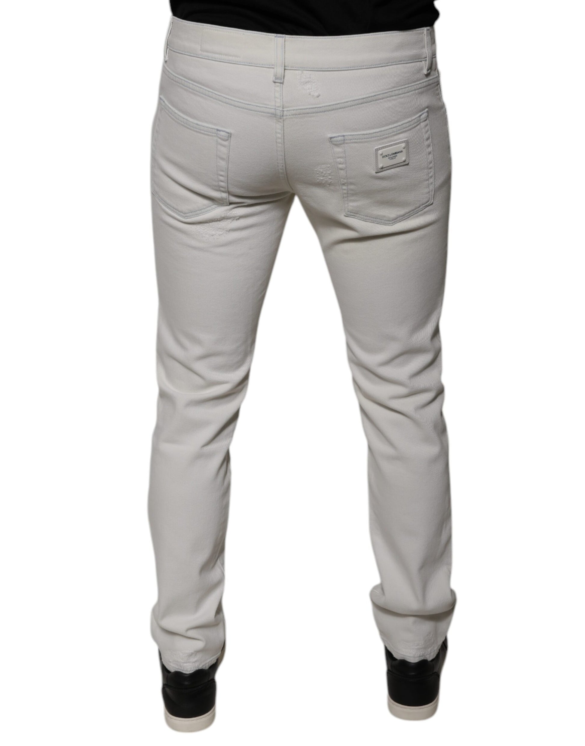 Dolce & Gabbana White Cotton Skinny Denim Jeans by Dolce & Gabbana