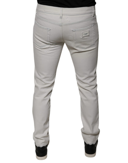 Dolce & Gabbana White Cotton Skinny Denim Jeans by Dolce & Gabbana
