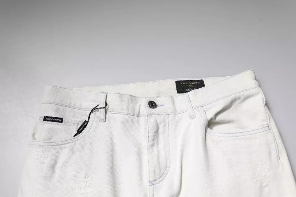 Dolce & Gabbana White Cotton Skinny Denim Jeans by Dolce & Gabbana