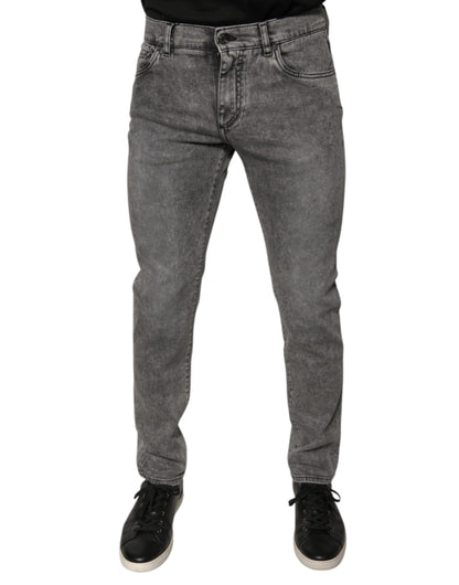 Dolce & Gabbana Gray Washed Cotton Skinny Denim Jeans by Dolce & Gabbana