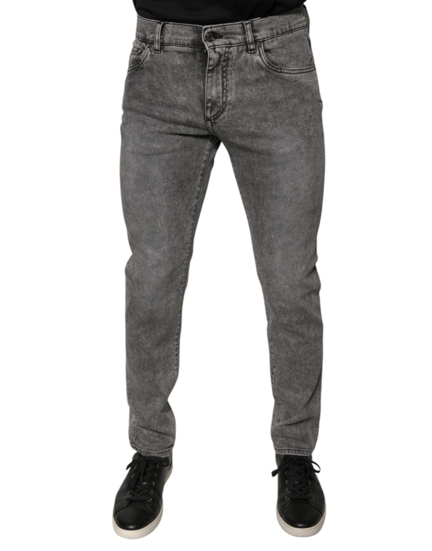 Dolce & Gabbana Gray Washed Cotton Skinny Denim Jeans by Dolce & Gabbana
