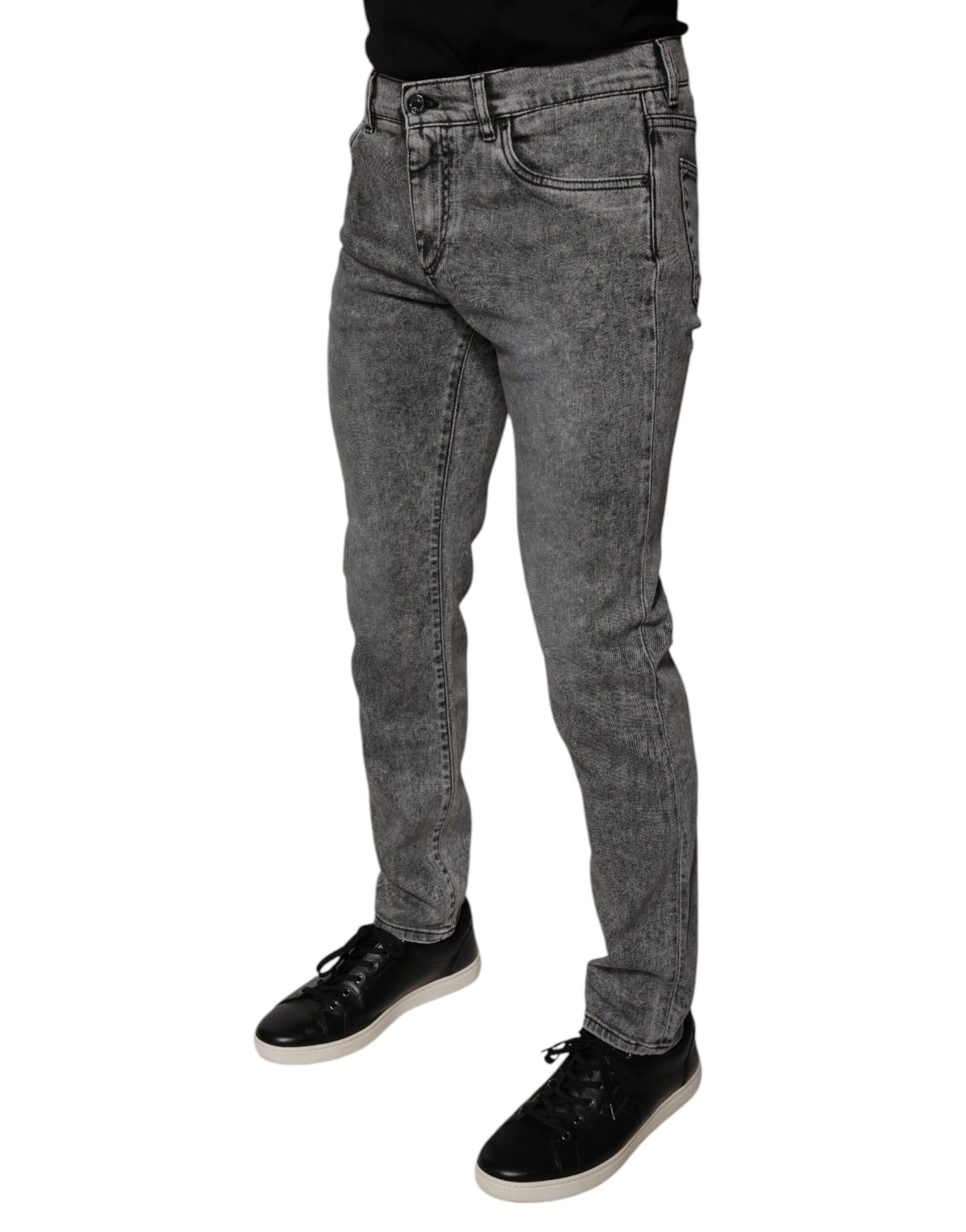 Dolce & Gabbana Gray Washed Cotton Skinny Denim Jeans by Dolce & Gabbana