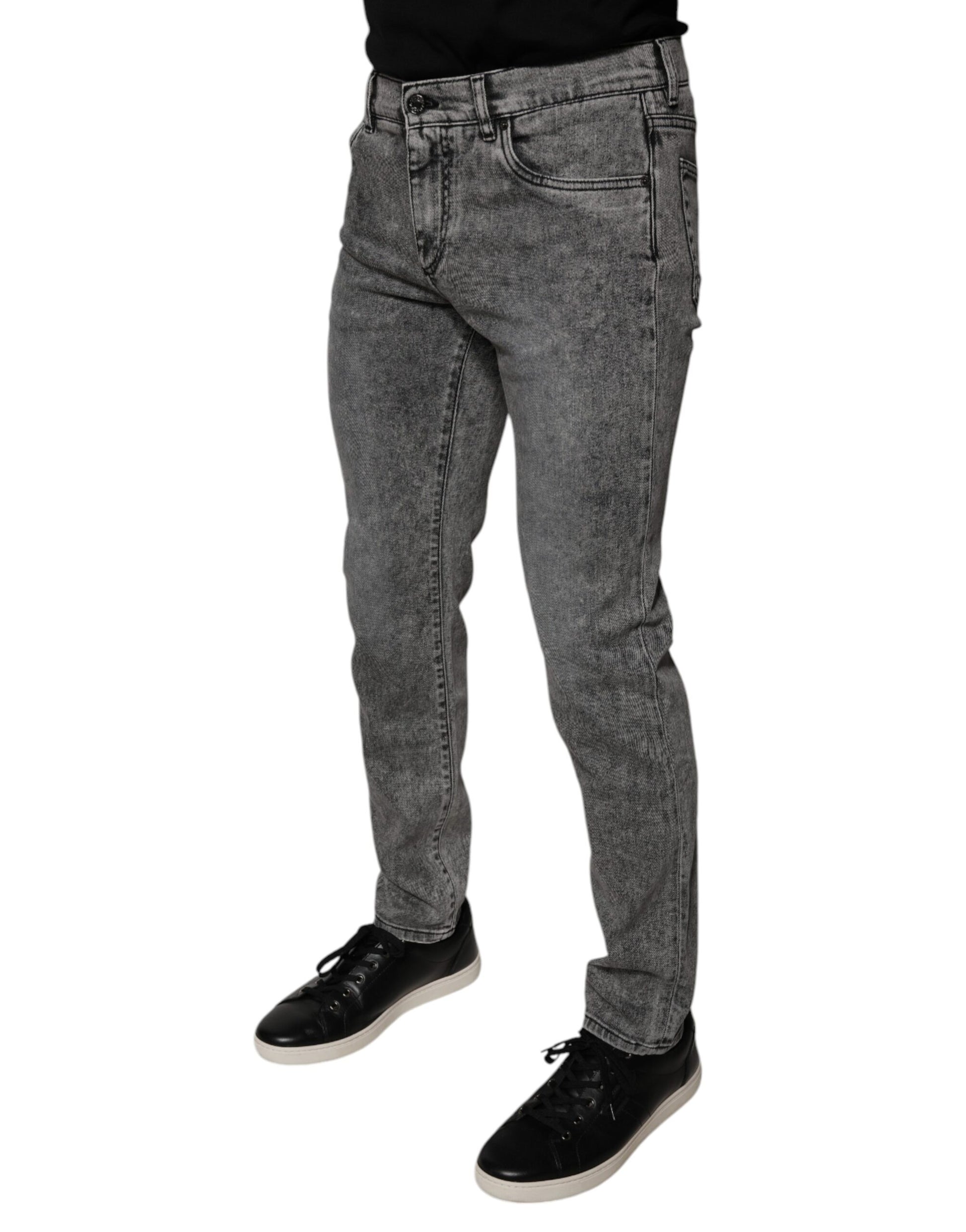 Dolce & Gabbana Gray Washed Cotton Skinny Denim Jeans by Dolce & Gabbana