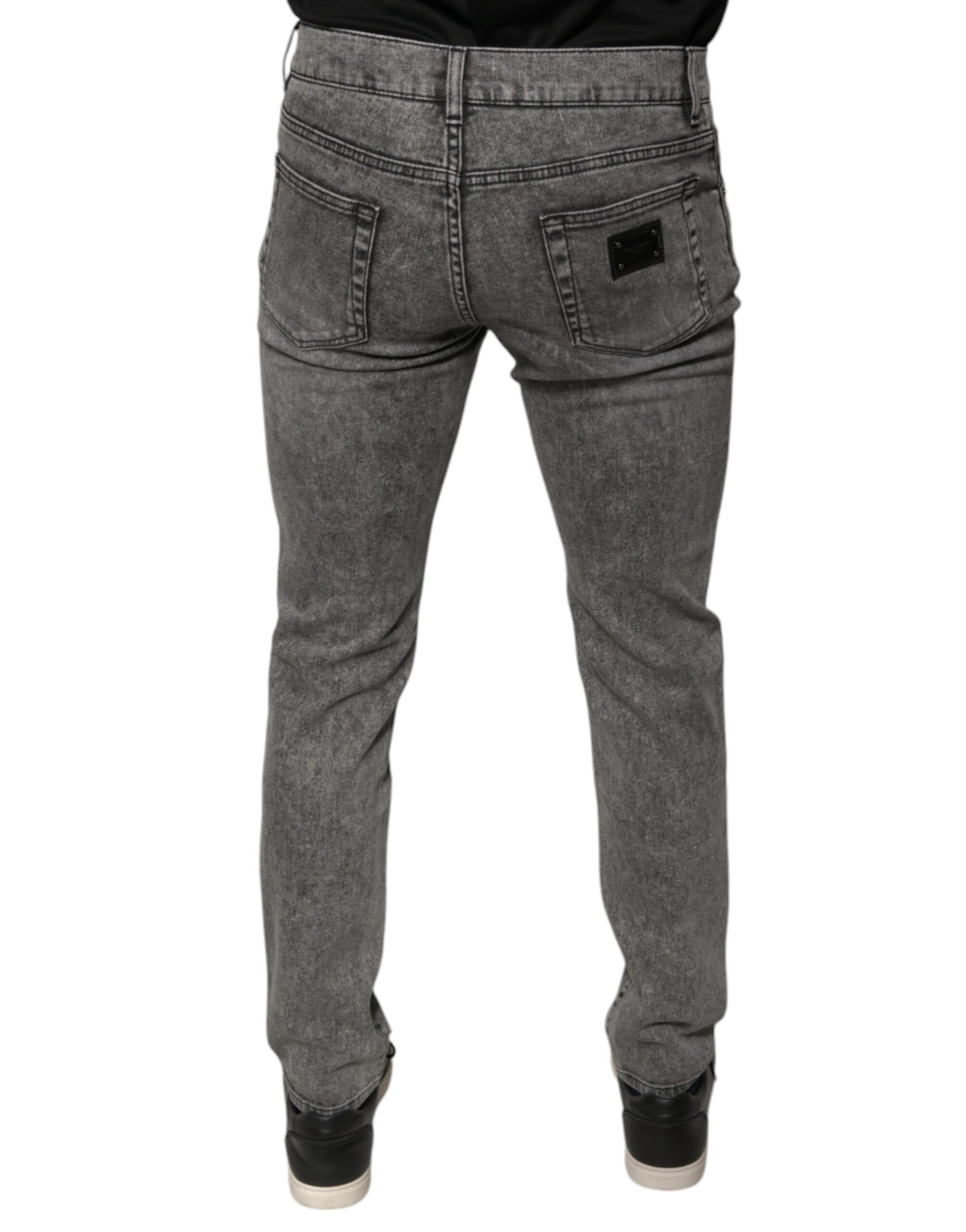 Dolce & Gabbana Gray Washed Cotton Skinny Denim Jeans by Dolce & Gabbana