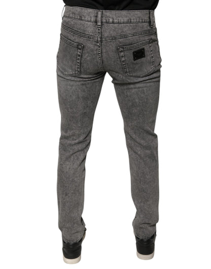 Dolce & Gabbana Gray Washed Cotton Skinny Denim Jeans by Dolce & Gabbana