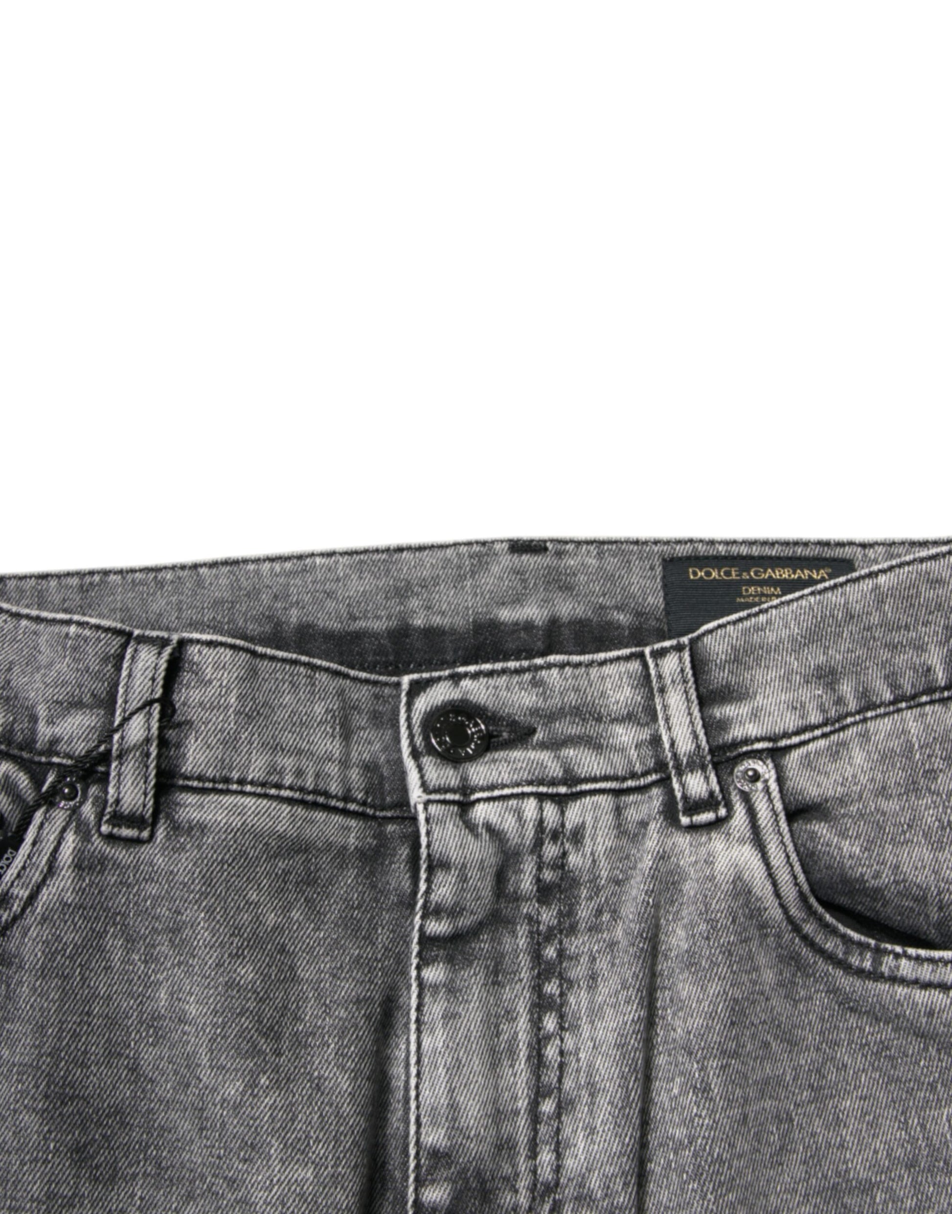 Dolce & Gabbana Gray Washed Cotton Skinny Denim Jeans by Dolce & Gabbana