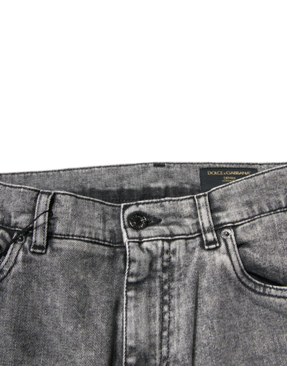 Dolce & Gabbana Gray Washed Cotton Skinny Denim Jeans by Dolce & Gabbana
