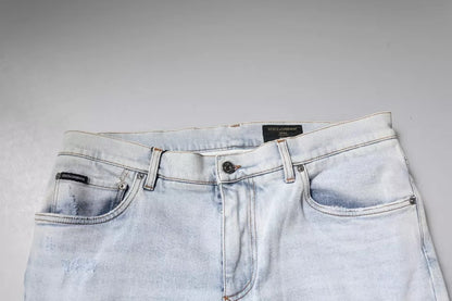 Dolce & Gabbana Light Blue Cotton Tattered Skinny Denim Jeans by Dolce & Gabbana