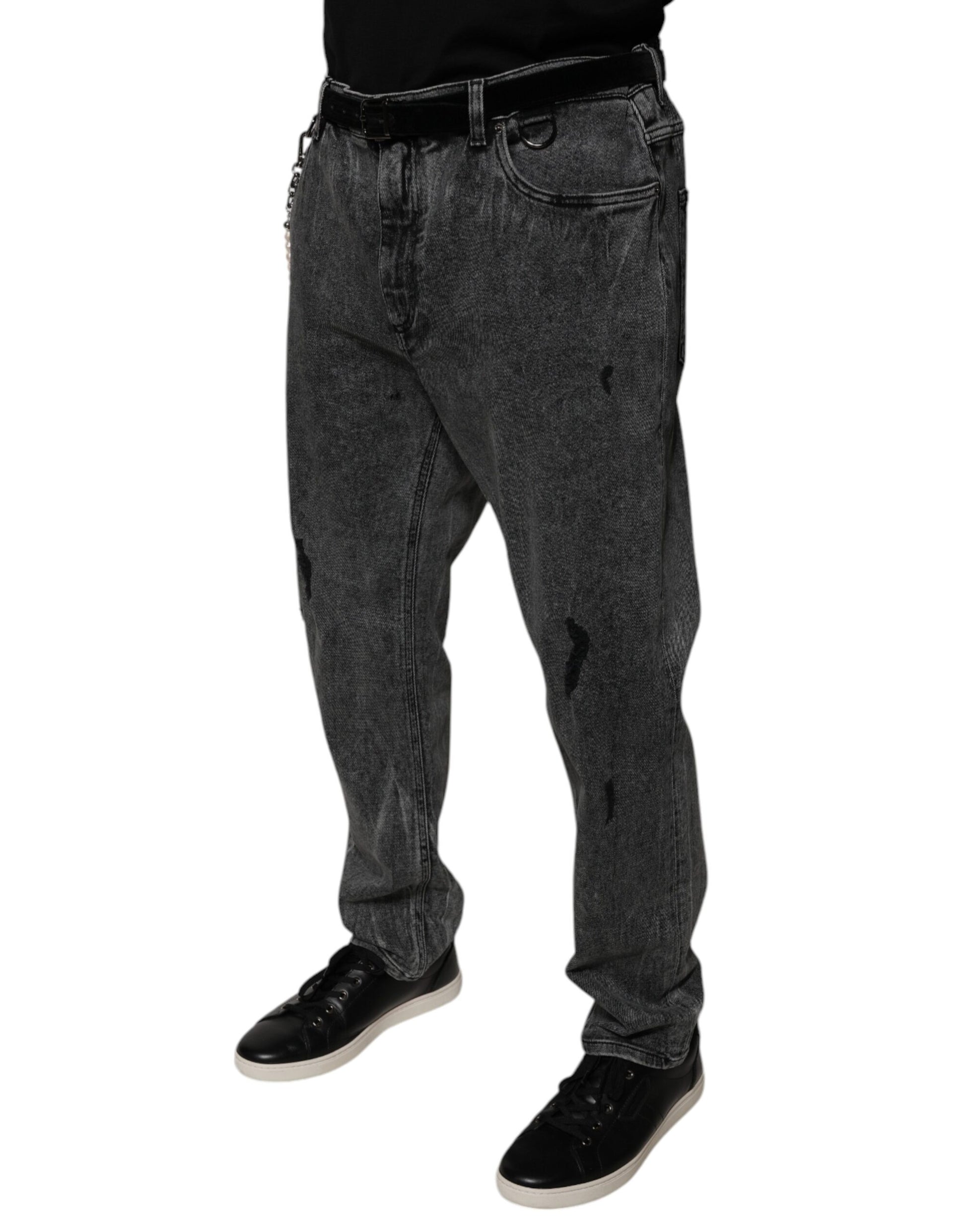 Dolce & Gabbana Dark Gray Cotton Skinny Denim Jeans by Dolce & Gabbana