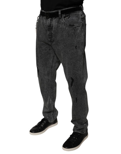 Dolce & Gabbana Dark Gray Cotton Skinny Denim Jeans by Dolce & Gabbana