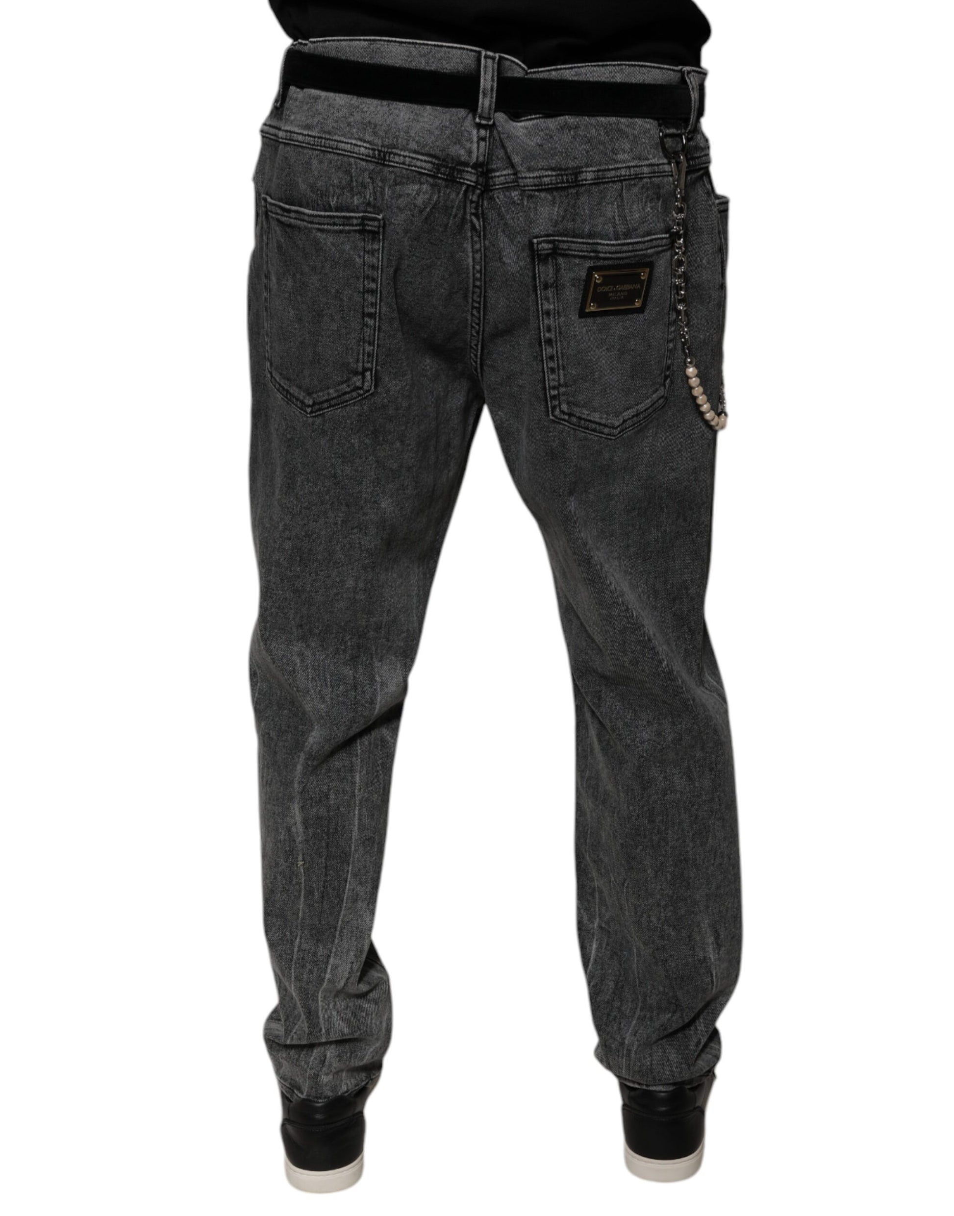 Dolce & Gabbana Dark Gray Cotton Skinny Denim Jeans by Dolce & Gabbana