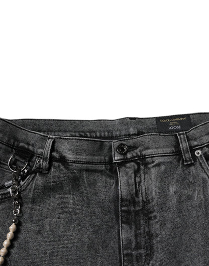 Dolce & Gabbana Dark Gray Cotton Skinny Denim Jeans by Dolce & Gabbana