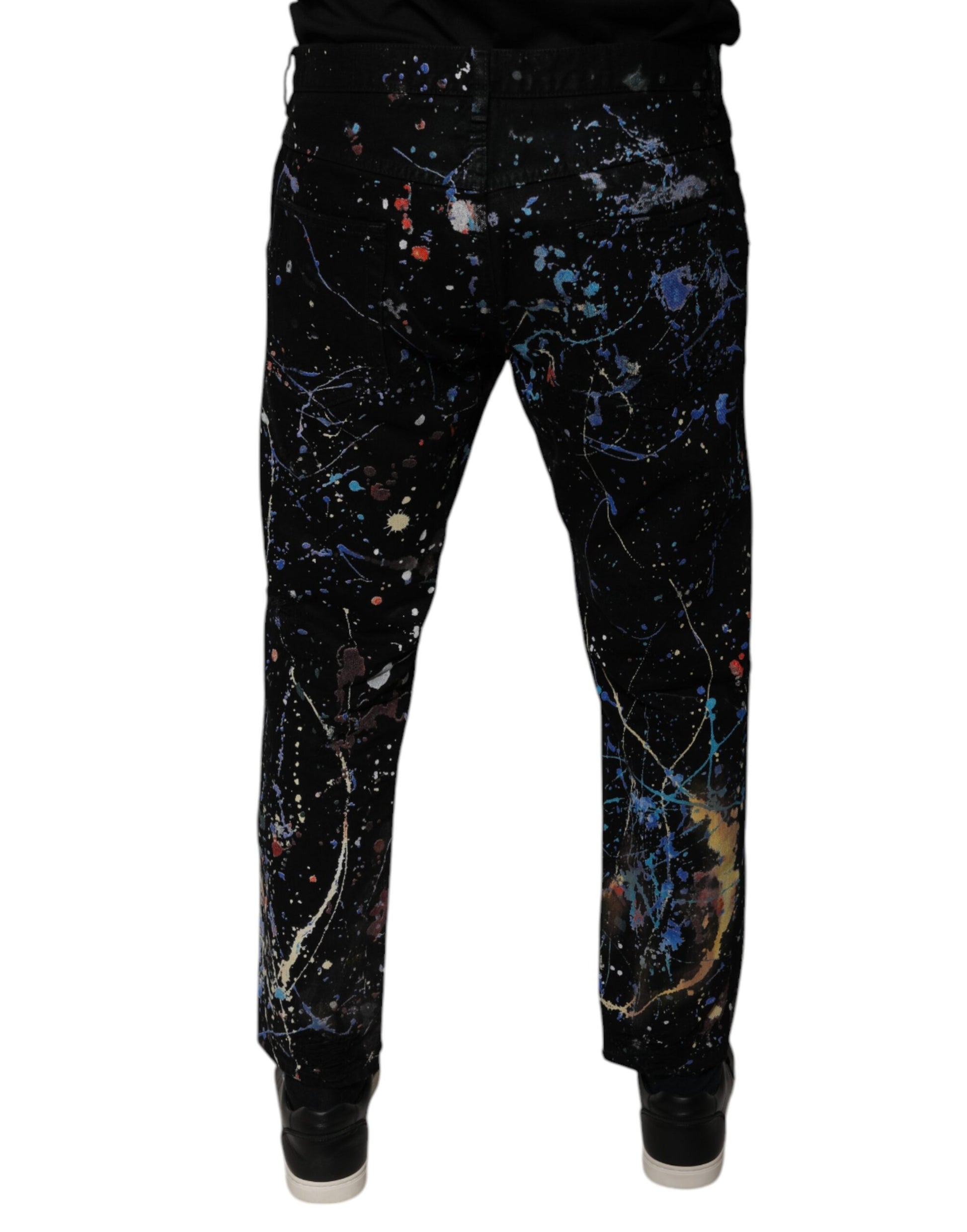 Dolce & Gabbana Black Color Splash Cotton Skinny Denim Jeans by Dolce & Gabbana