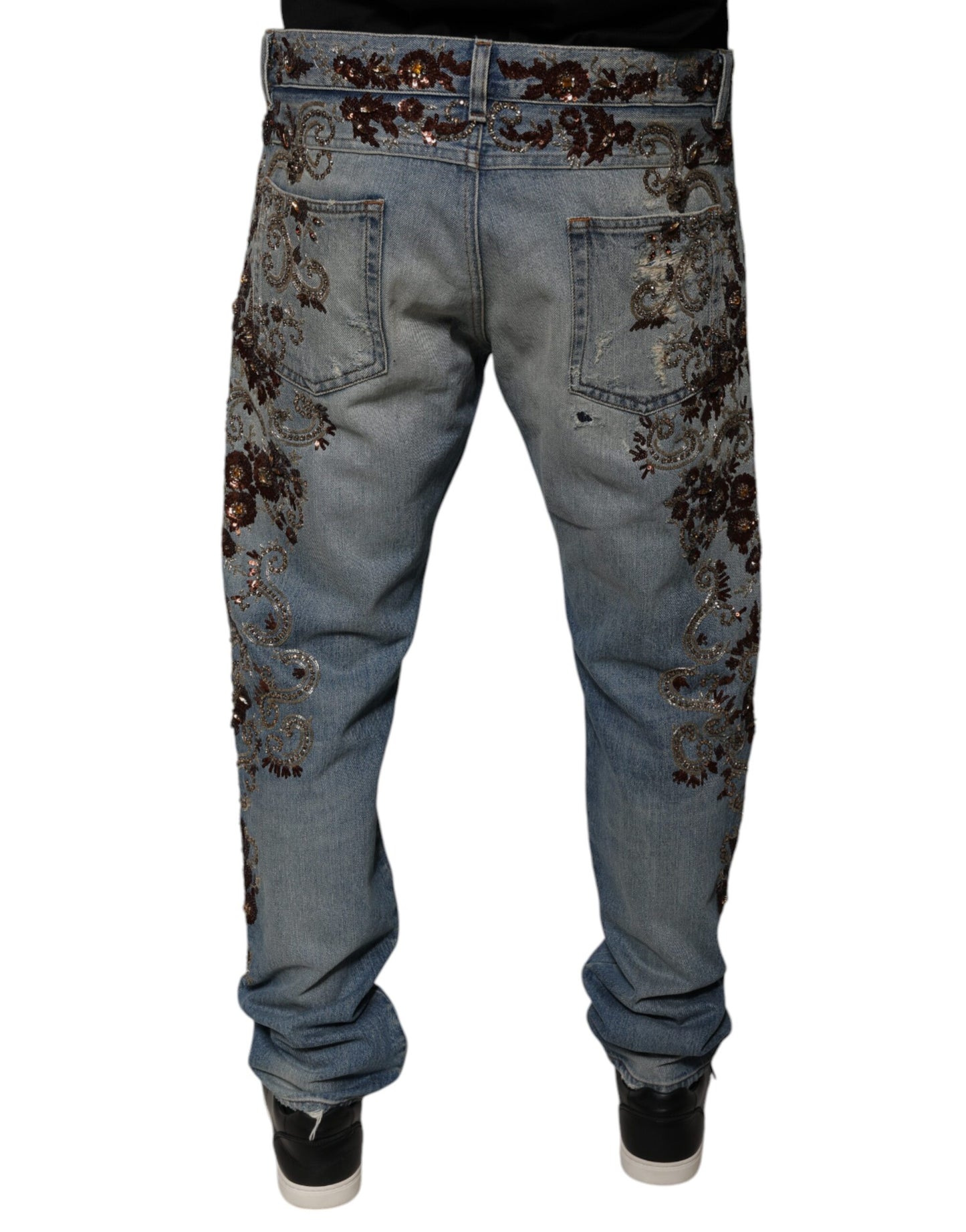 Dolce & Gabbana Light Blue Embroidered Skinny Denim Jeans by Dolce & Gabbana