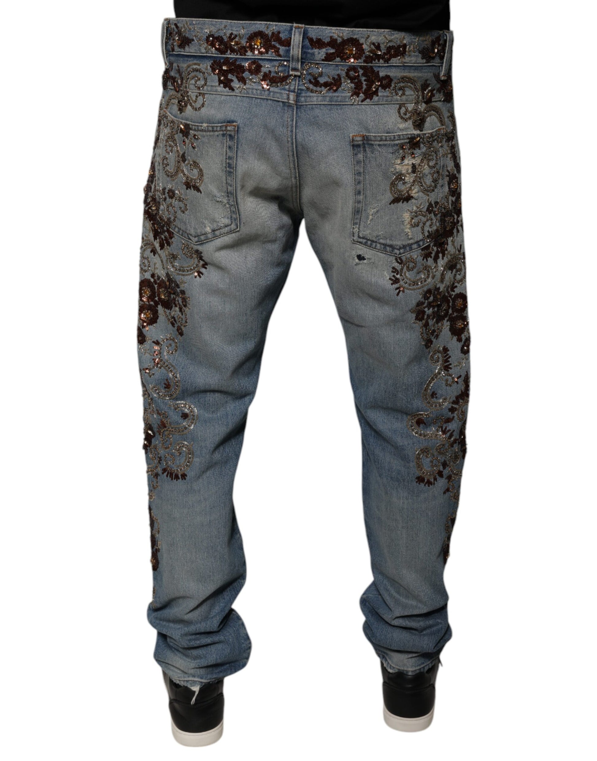 Dolce & Gabbana Light Blue Embroidered Skinny Denim Jeans by Dolce & Gabbana