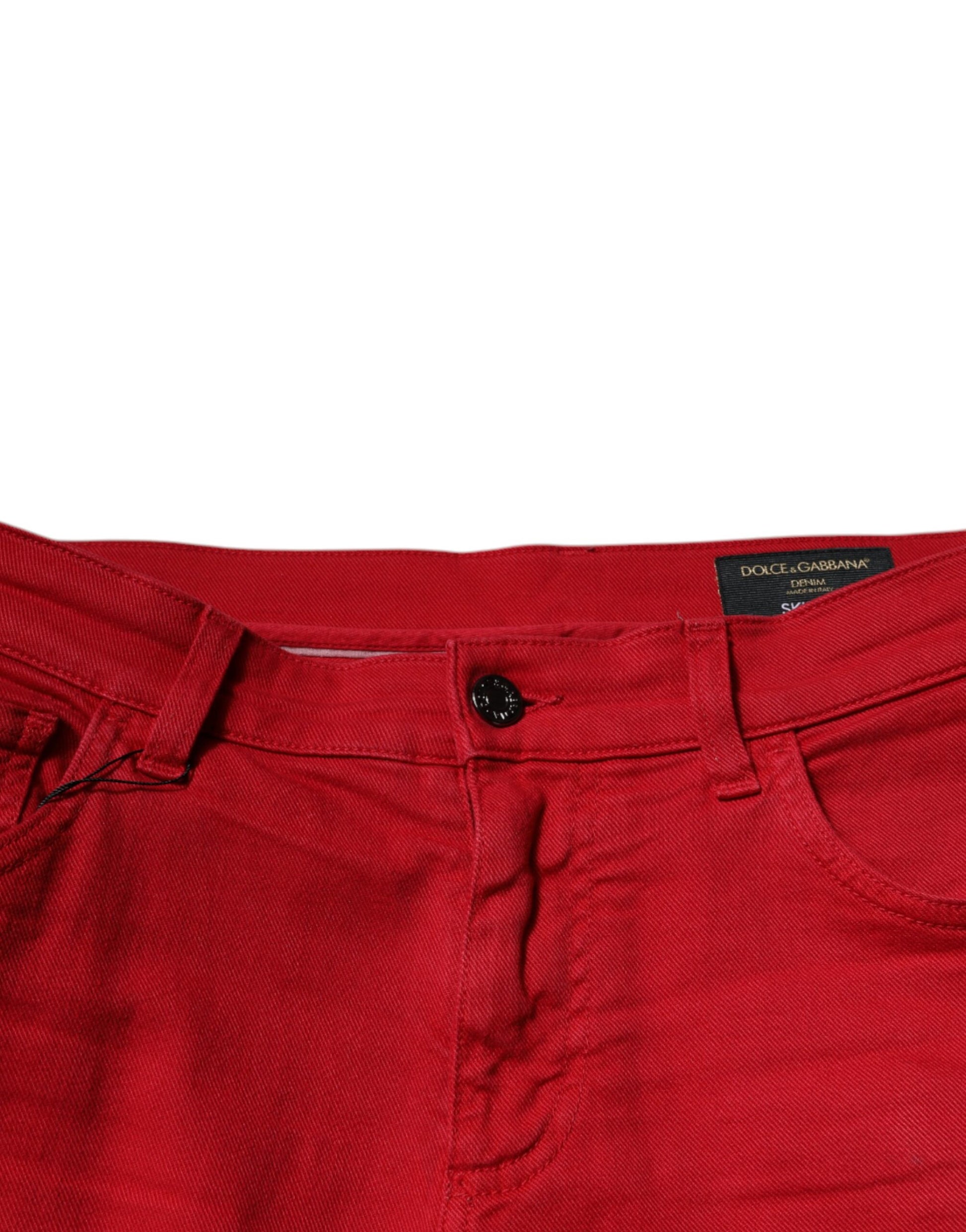 Dolce & Gabbana Red Crown Logo Cotton Skinny Denim Jeans by Dolce & Gabbana