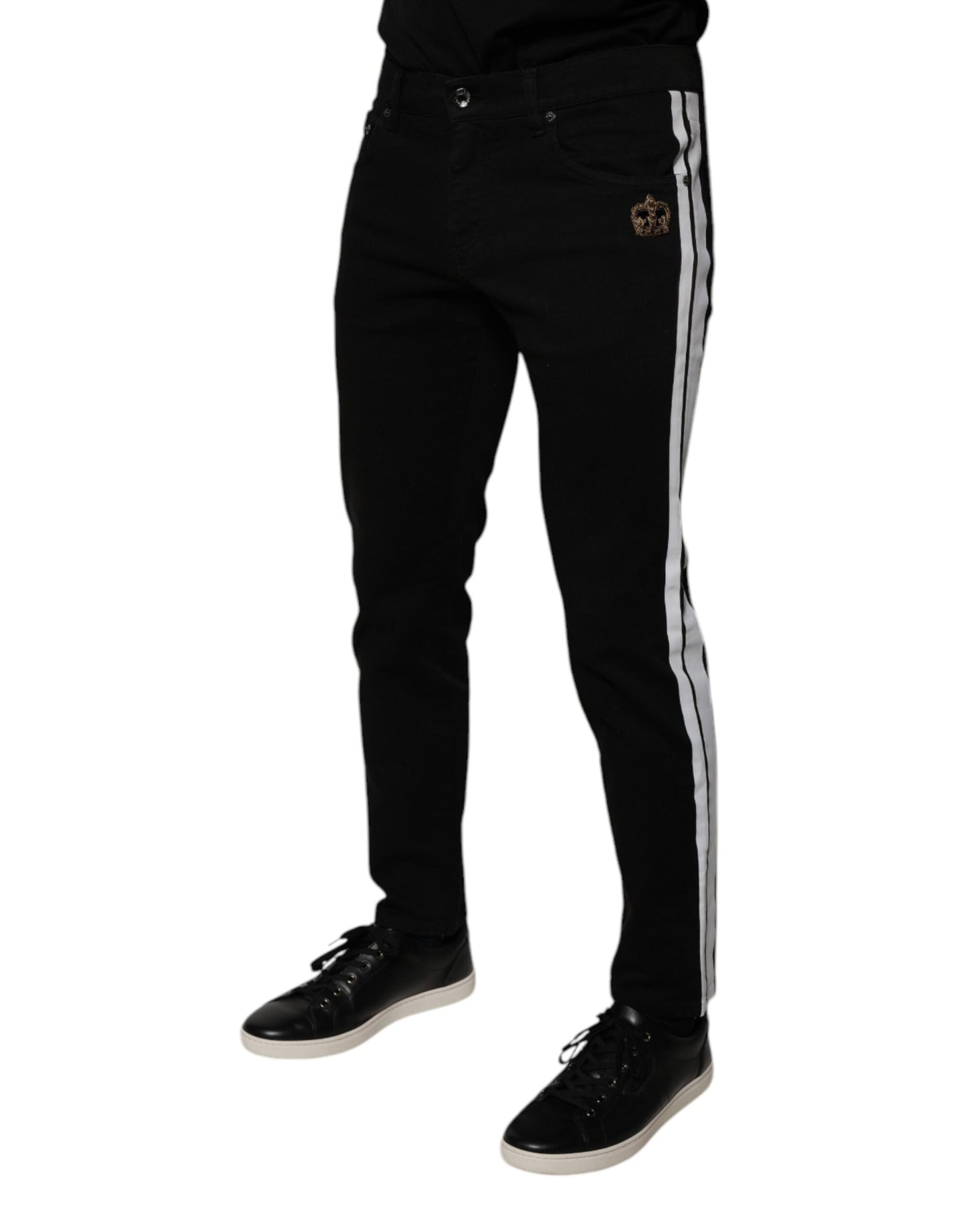 Dolce & Gabbana Black Crown White Lining Skinny Denim Jeans by Dolce & Gabbana