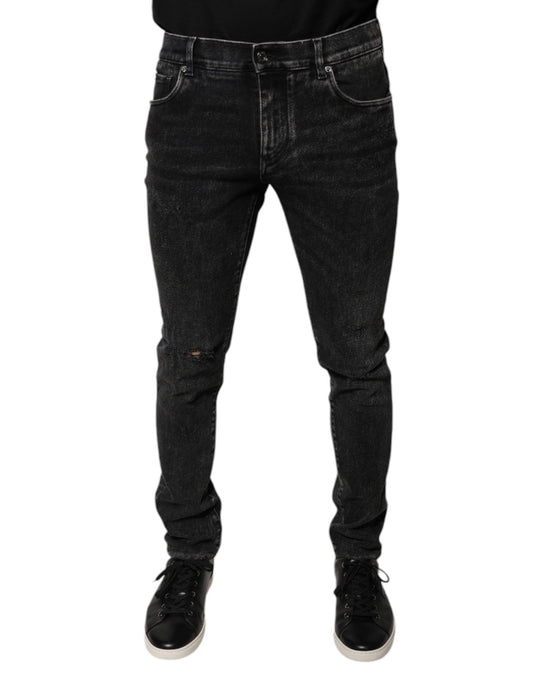 Dolce & Gabbana Black Cotton Stretch Skinny Men Denim Jeans by Dolce & Gabbana