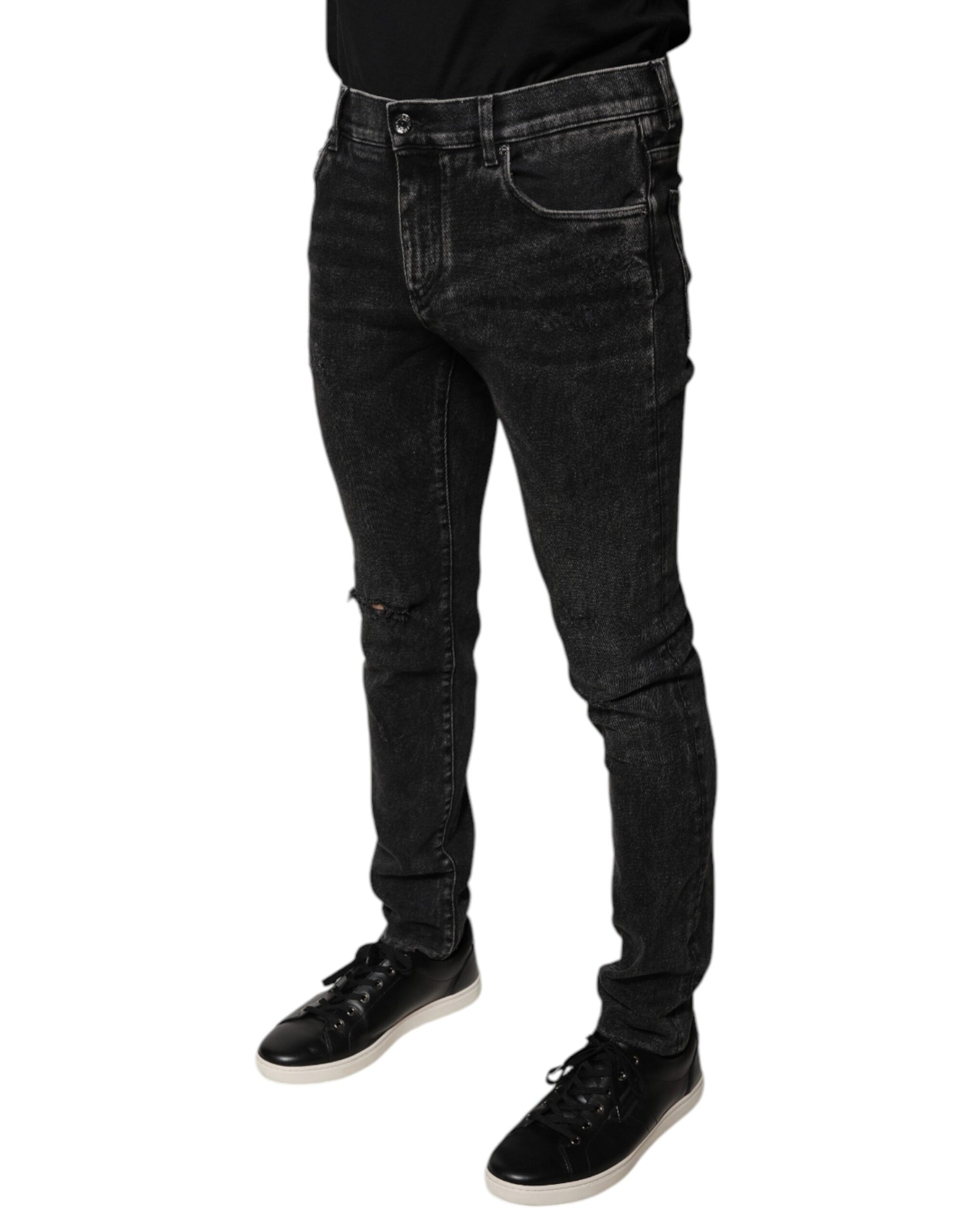 Dolce & Gabbana Black Cotton Stretch Skinny Men Denim Jeans by Dolce & Gabbana