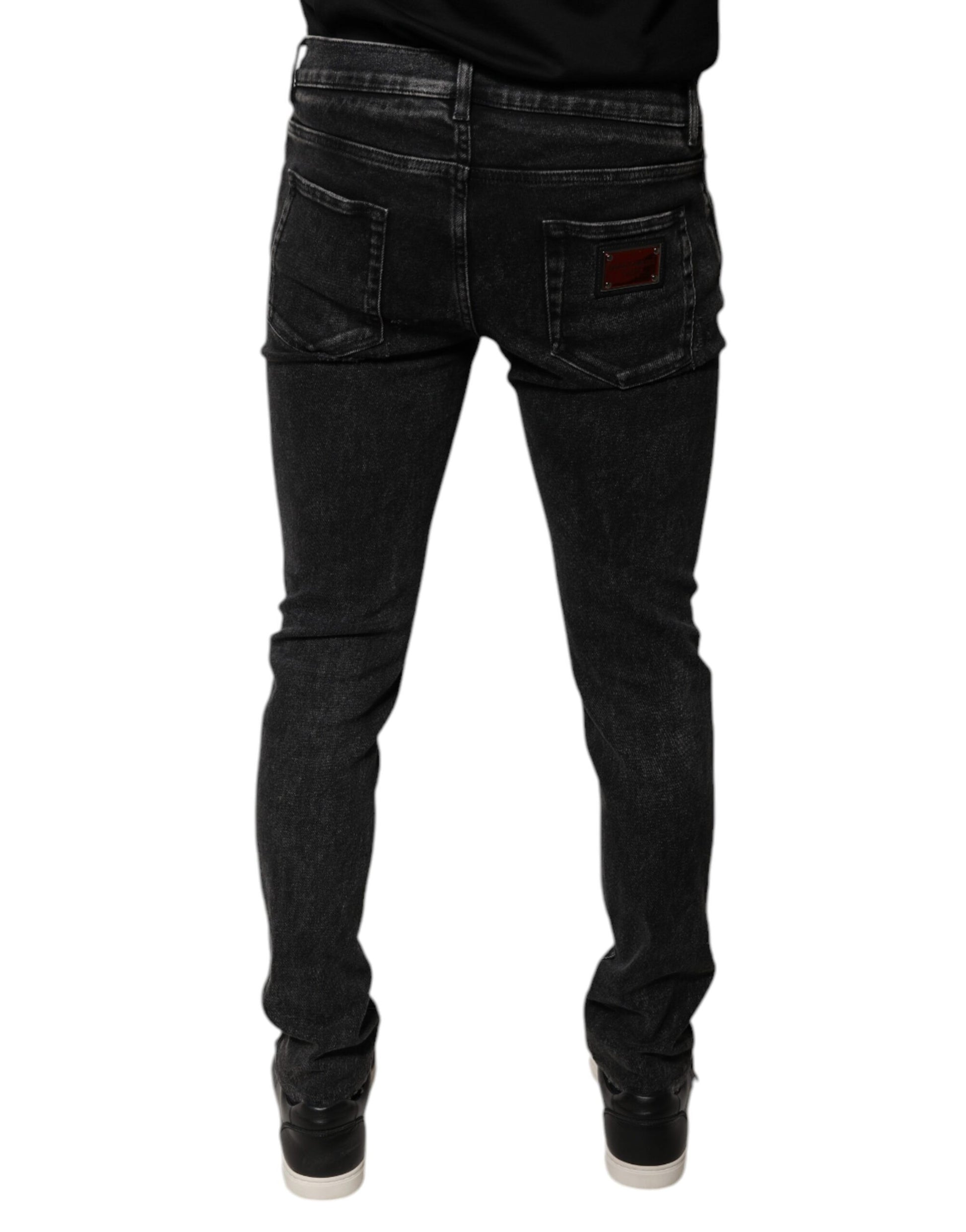 Dolce & Gabbana Black Cotton Stretch Skinny Men Denim Jeans by Dolce & Gabbana