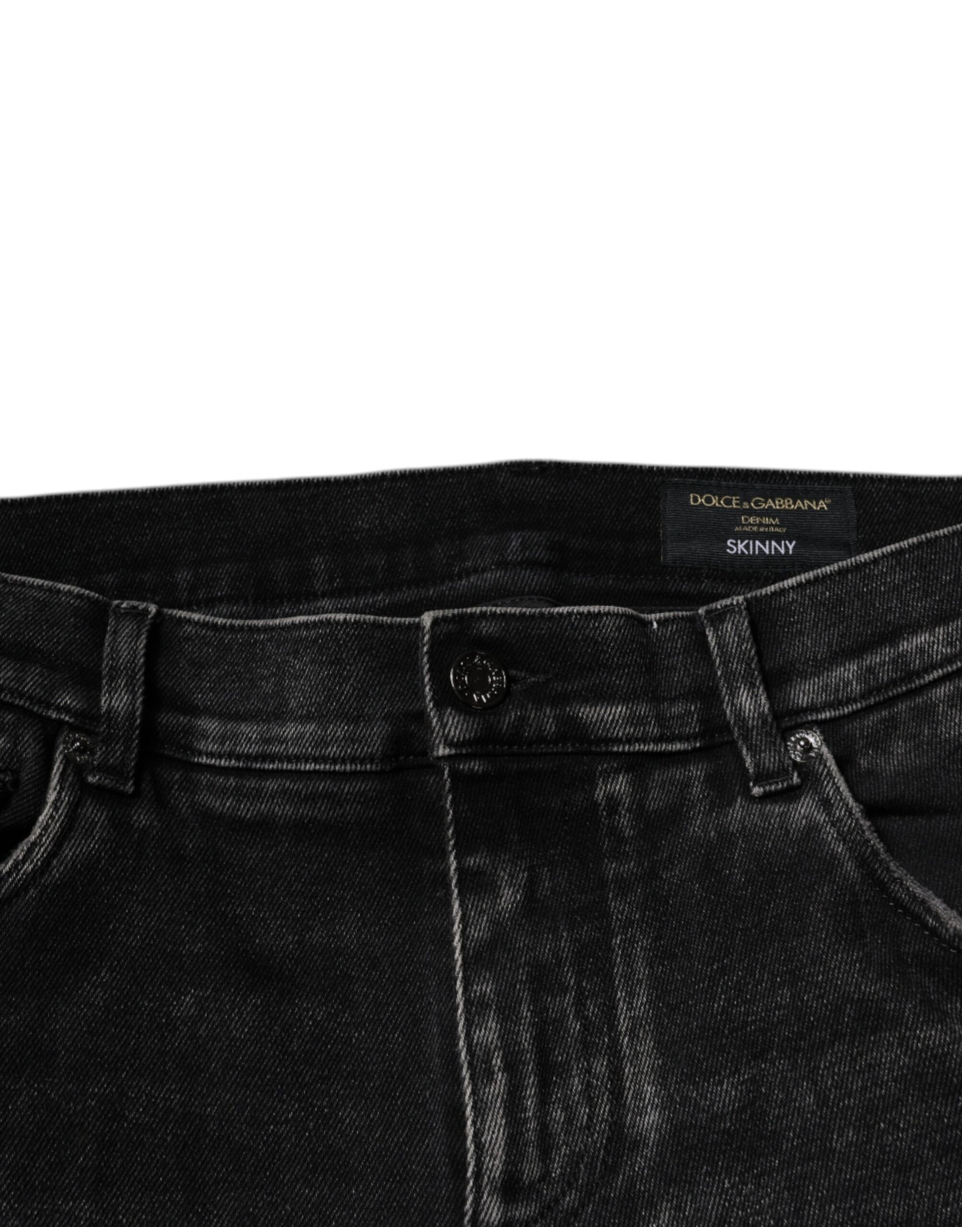 Dolce & Gabbana Black Cotton Stretch Skinny Men Denim Jeans by Dolce & Gabbana