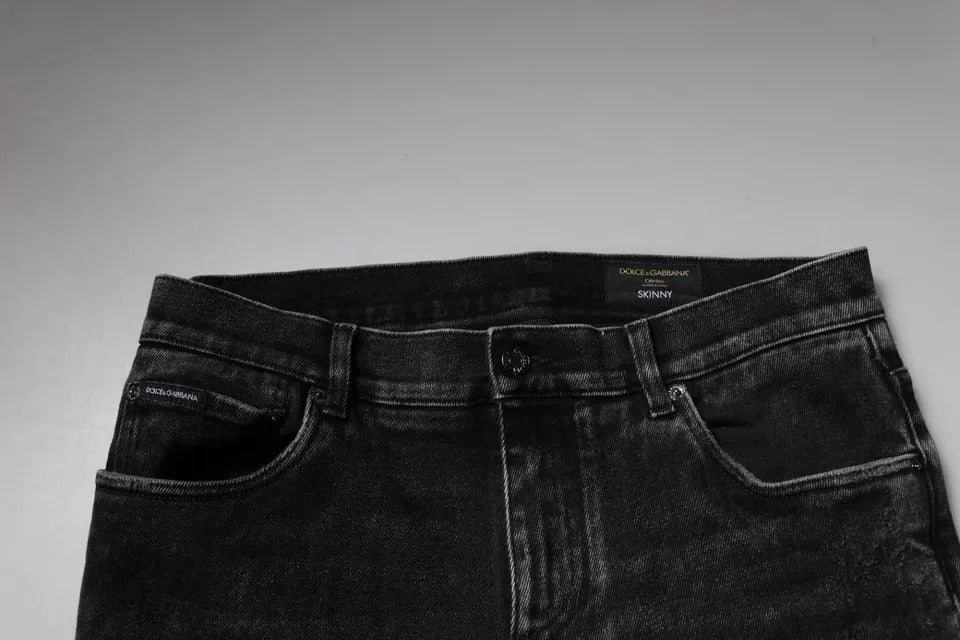 Dolce & Gabbana Black Cotton Stretch Skinny Men Denim Jeans by Dolce & Gabbana