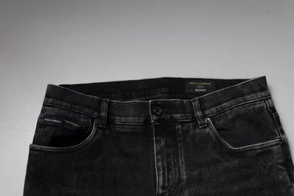 Dolce & Gabbana Black Cotton Stretch Skinny Men Denim Jeans by Dolce & Gabbana
