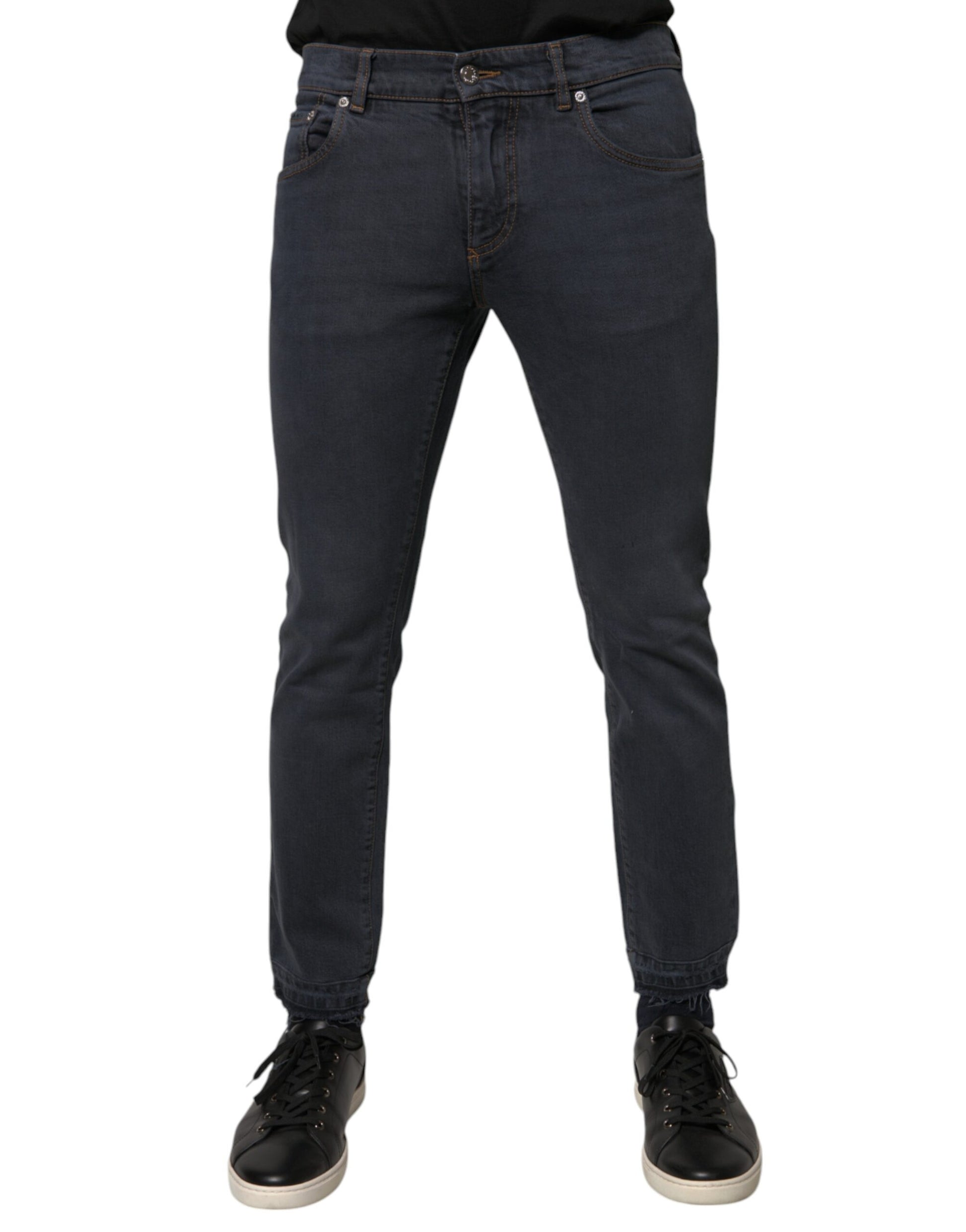 Dolce & Gabbana Dark Gray Cotton Skinny Denim Jeans by Dolce & Gabbana